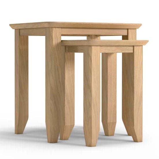 Carnial Wooden Set Of 2 Nesting Tables In Blond Solid Oak_3
