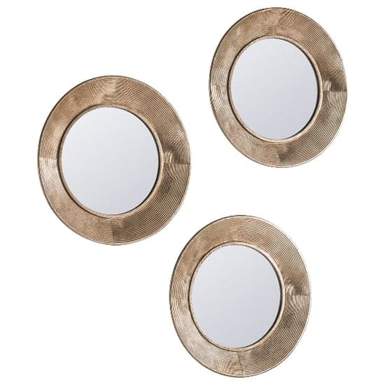 Caroline Round Set Of 3 Wall Bedroom Mirror In Gold Frame_2