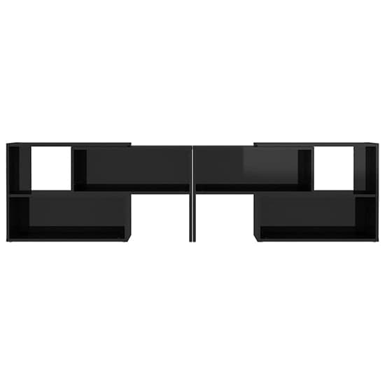 Carolus High Gloss TV Stand With Shelves In Black_4