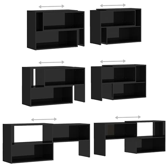 Carolus High Gloss TV Stand With Shelves In Black_5
