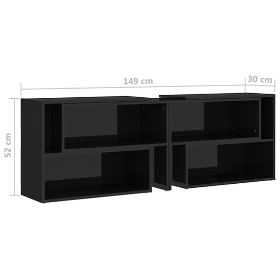 Carolus High Gloss TV Stand With Shelves In Black_6
