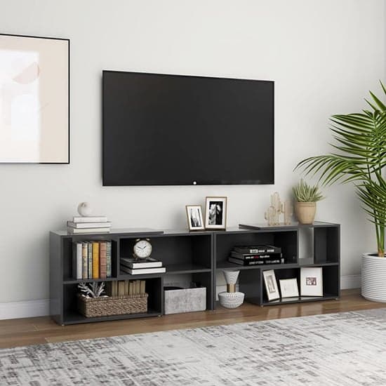 Carolus Wooden TV Stand With Shelves In Grey_1