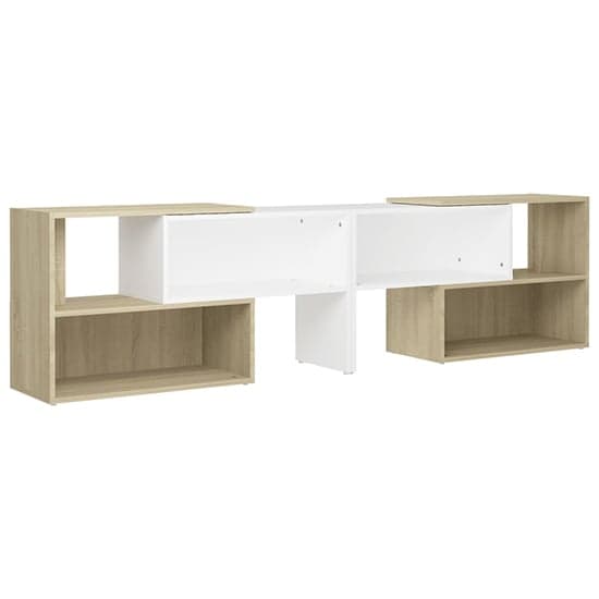 Carolus Wooden TV Stand With Shelves In White Sonoma Oak_3
