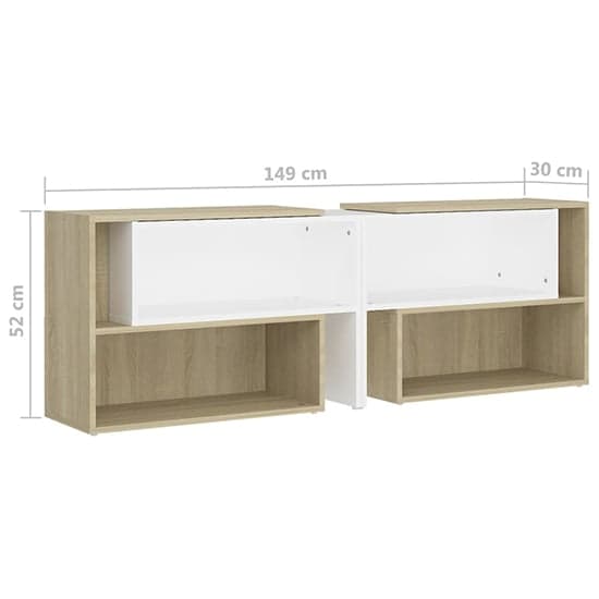 Carolus Wooden TV Stand With Shelves In White Sonoma Oak_6