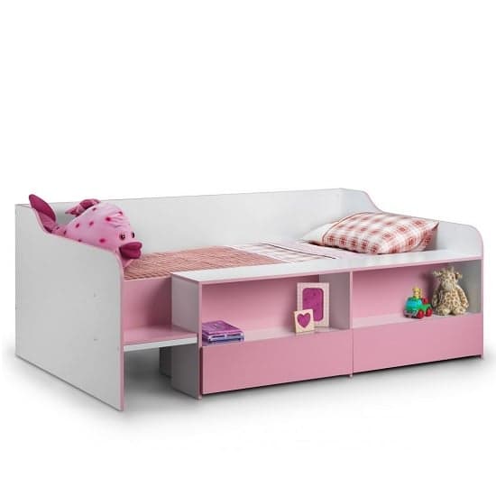 Sancha Low Sleeper Children Bed In White And Pink_2