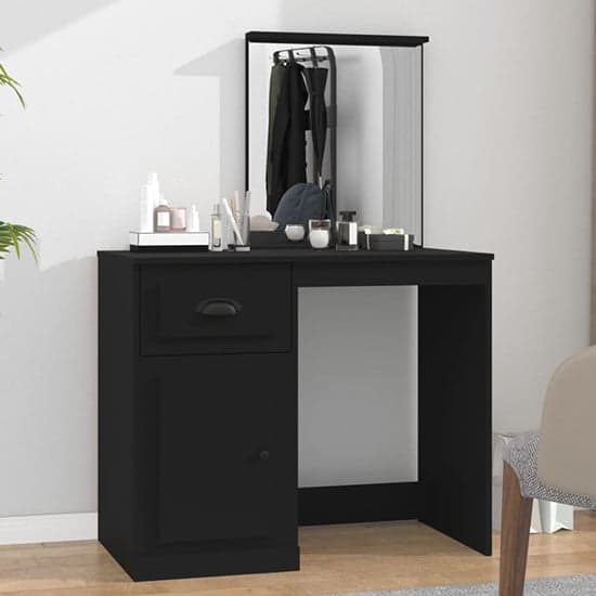 Carpi Wooden Dressing Table With Mirror In Black_1