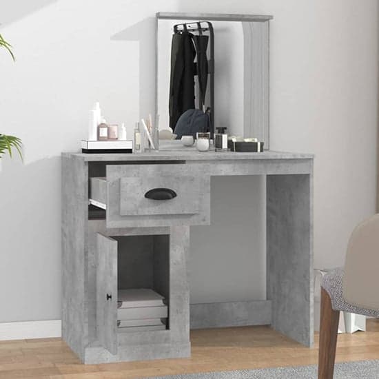 Carpi Wooden Dressing Table With Mirror In Concrete Effect_2
