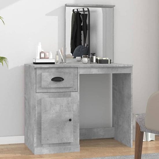 Carpi Wooden Dressing Table With Mirror In Concrete Effect_1