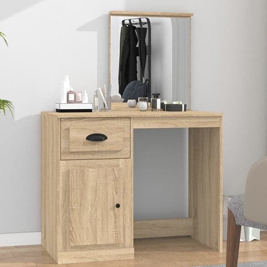 Carpi Wooden Dressing Table With Mirror In Sonoma Oak_1