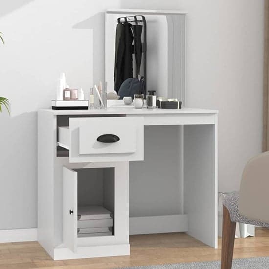 Carpi Wooden Dressing Table With Mirror In White_2