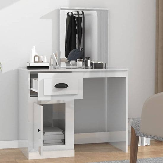Carpi High Gloss Dressing Table With Mirror In White_2