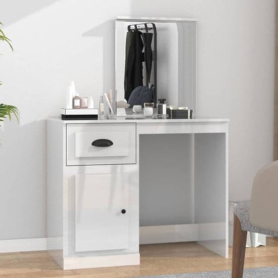 Carpi High Gloss Dressing Table With Mirror In White_1