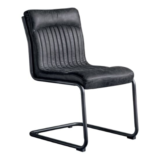Carpi Leather Dining Chair With Metal Frame In Antique Ebony_2