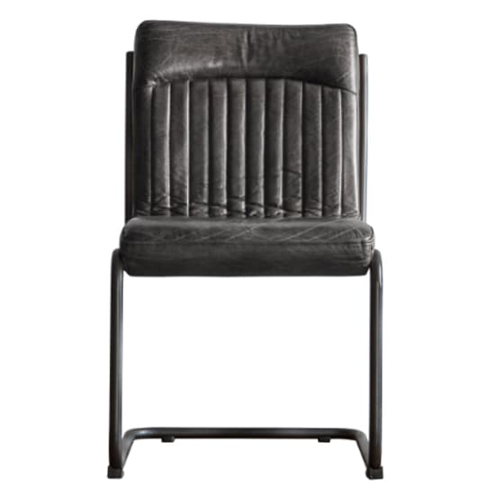 Carpi Leather Dining Chair With Metal Frame In Antique Ebony_3