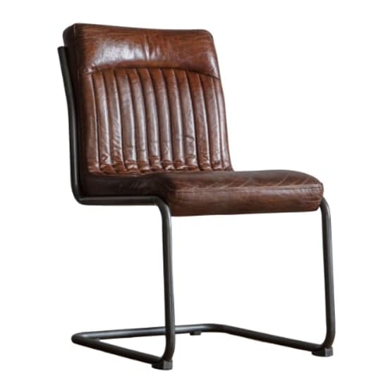 Carpi Leather Dining Chair With Metal Frame In Brown_2