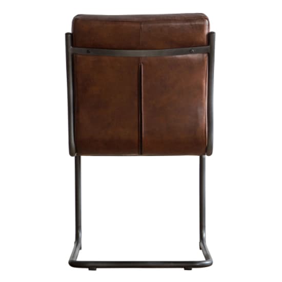 Carpi Leather Dining Chair With Metal Frame In Brown_4