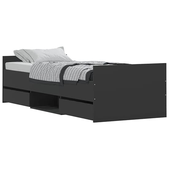 Carpi Wooden Single Bed With 4 Drawers in Black_2