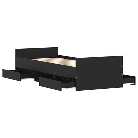 Carpi Wooden Single Bed With 4 Drawers in Black_4