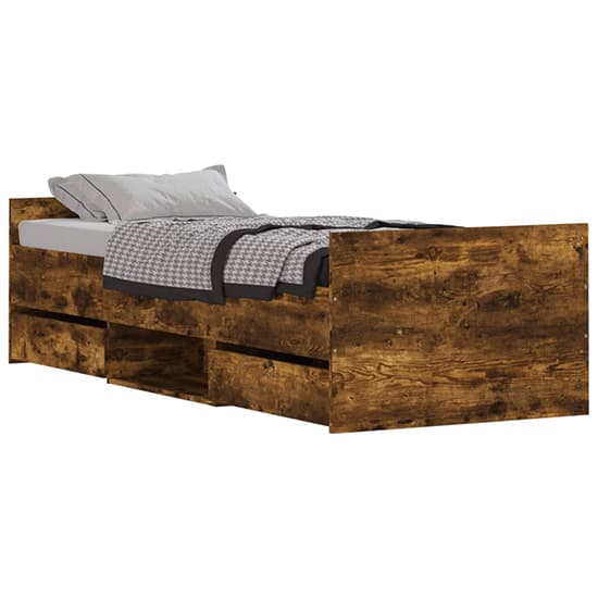 Carpi Wooden Single Bed With 4 Drawers in Smoked Oak_2