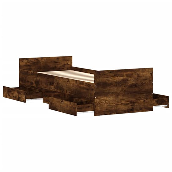 Carpi Wooden Single Bed With 4 Drawers in Smoked Oak_4