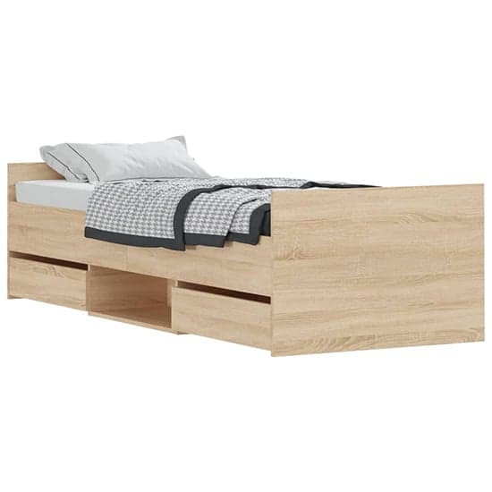 Carpi Wooden Single Bed With 4 Drawers in Sonoma Oak_2