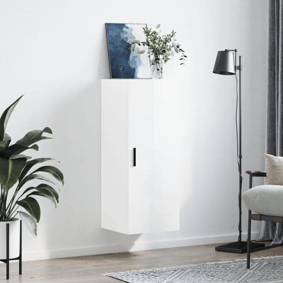 Carrara High Gloss Wall Mounted Storage Cabinet In White_1