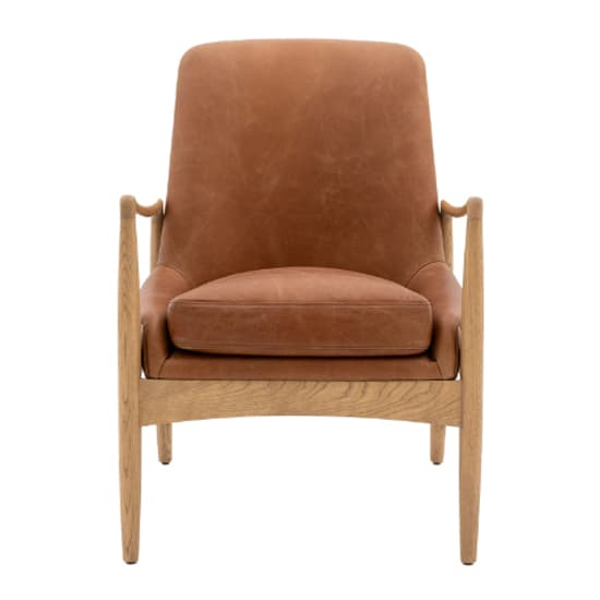 Carrara Leather Armchair With Wooden Frame In Brown_3