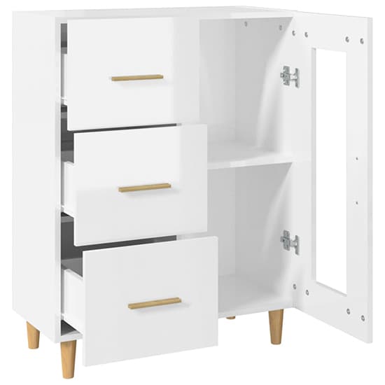 Cartier High Gloss Sideboard With 1 Door 3 Drawers In White_5