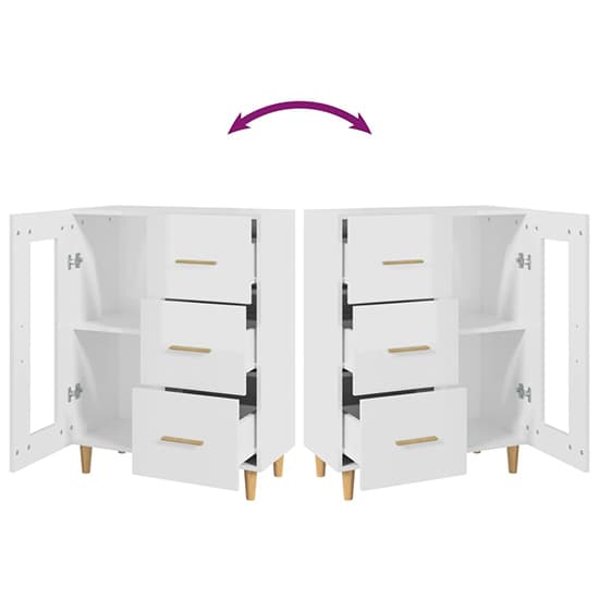 Cartier High Gloss Sideboard With 1 Door 3 Drawers In White_6