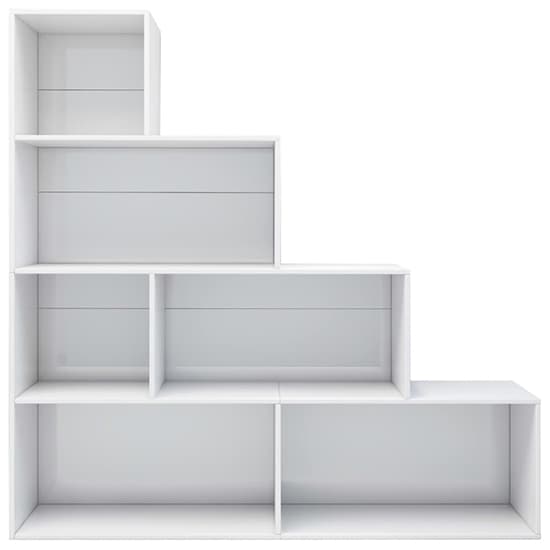 Carus High Gloss Bookcase With 6 Shelves In White_3