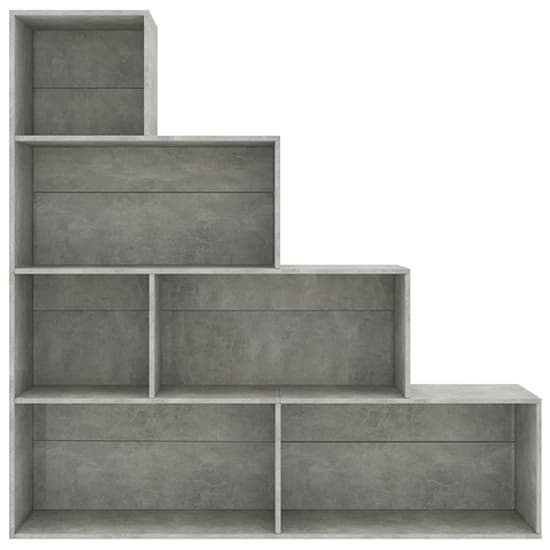 Carus Wooden Bookcase With 6 Shelves In Concrete Effect_3