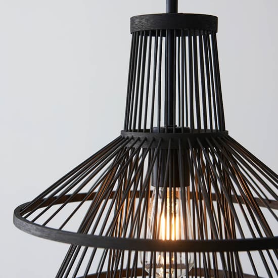 Cary Ceiling Pendant Light With Dark Stained Bamboo Framework_2