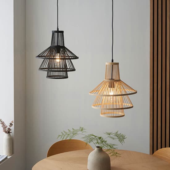 Cary Ceiling Pendant Light With Dark Stained Bamboo Framework_3