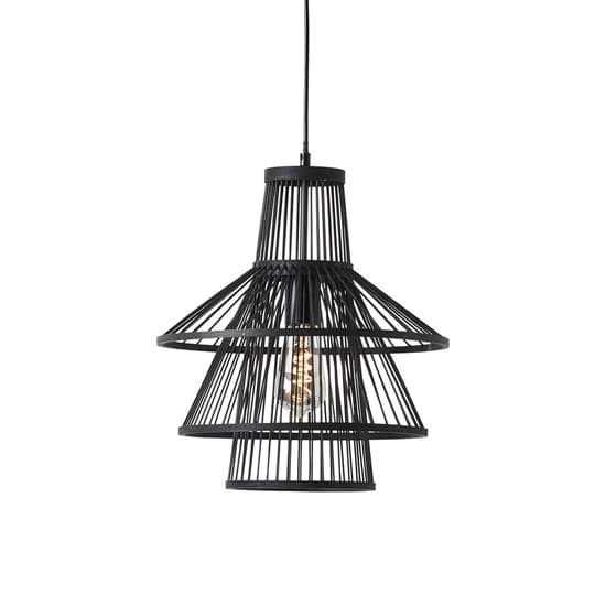 Cary Ceiling Pendant Light With Dark Stained Bamboo Framework_6