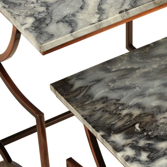 Casa Grey Marble Set Of 2 Side Tables With Bronze Metal Frame_4