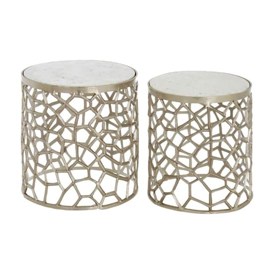 Casa Marble Set Of 2 Side Tables With Nickel Aluminum Frame_2