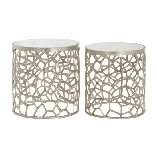 Casa Marble Set Of 2 Side Tables With Nickel Aluminum Frame_1