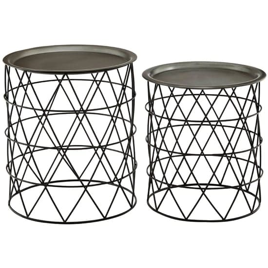 Casa Metal Set Of 2 Side Tables In Zinc And Black_2