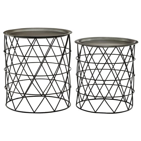 Casa Metal Set Of 2 Side Tables In Zinc And Black_1