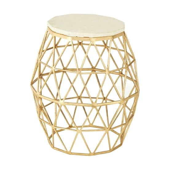 Casa Polygonal Marble Side Table With Gold Aluminium Frame_2
