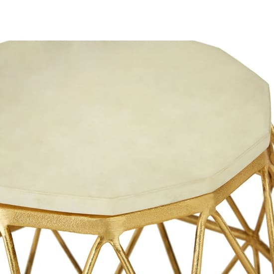 Casa Polygonal Marble Side Table With Gold Aluminium Frame_4
