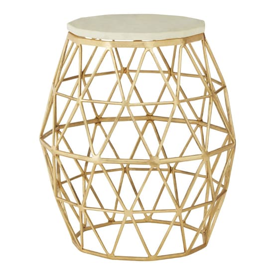 Casa Polygonal Marble Side Table With Gold Aluminium Frame_1