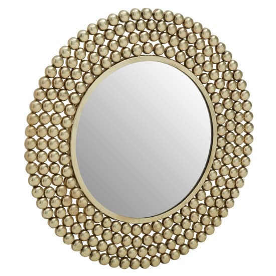 Casa Round Beaded Effect Wall Mirror In Gold Metal Frame_2