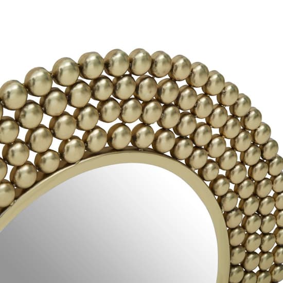Casa Round Beaded Effect Wall Mirror In Gold Metal Frame_3