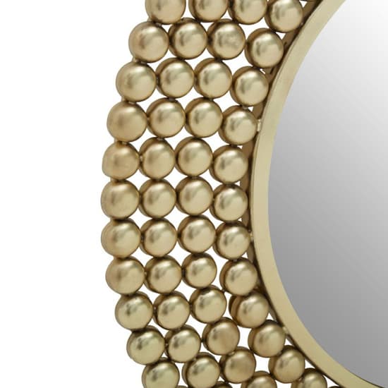 Casa Round Beaded Effect Wall Mirror In Gold Metal Frame_4