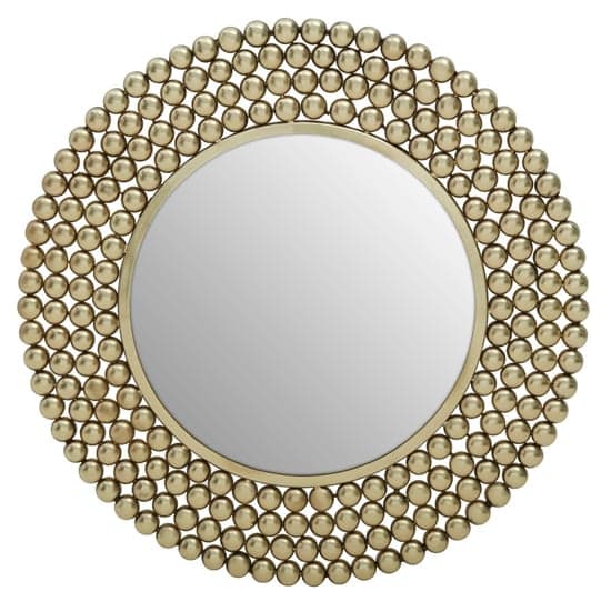Casa Round Beaded Effect Wall Mirror In Gold Metal Frame_1