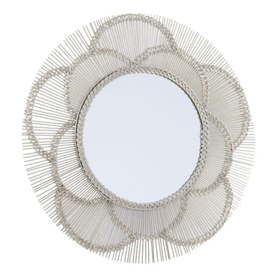 Casa Round Floral Effect Wall Mirror In Silver Metal Frame_2
