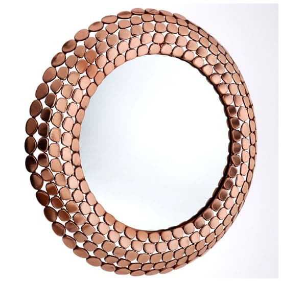 Casa Round Pebble Design Wall Mirror In Copper Metal Frame_2
