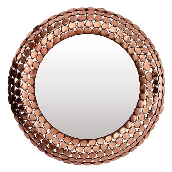 Casa Round Pebble Design Wall Mirror In Copper Metal Frame_1