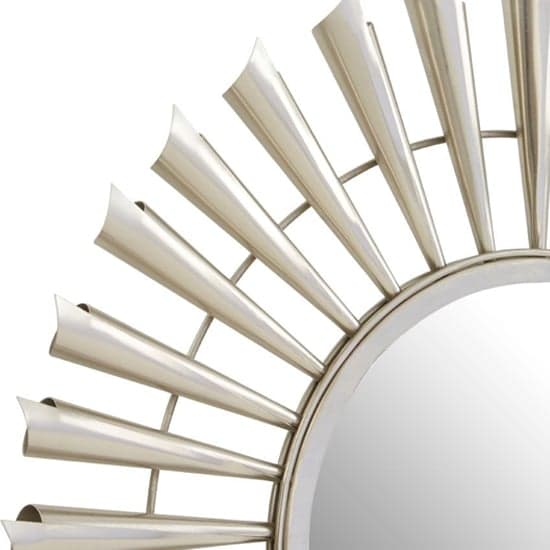 Casa Round Sunburst Effect Wall Mirror In Nickel Metal Frame_3
